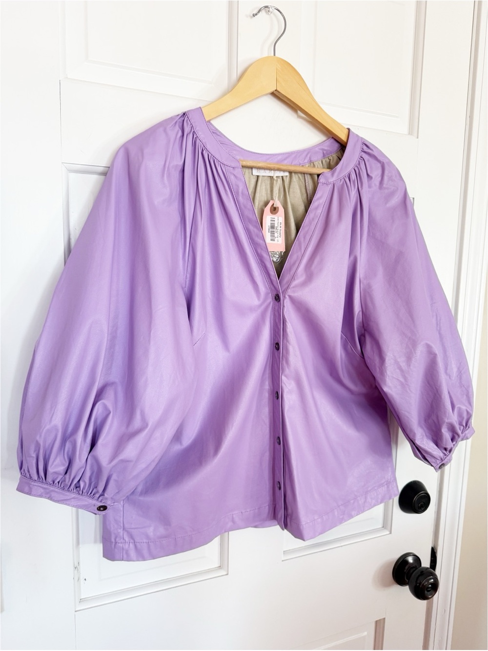 Karlie Lilac Pleather Button-Front Top - Size L - NWT - Picture 2 of 8